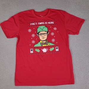 The Office Show Christmas T-Shirt‎ Large Red Dwight Fact: X-Mas Is Here Elf